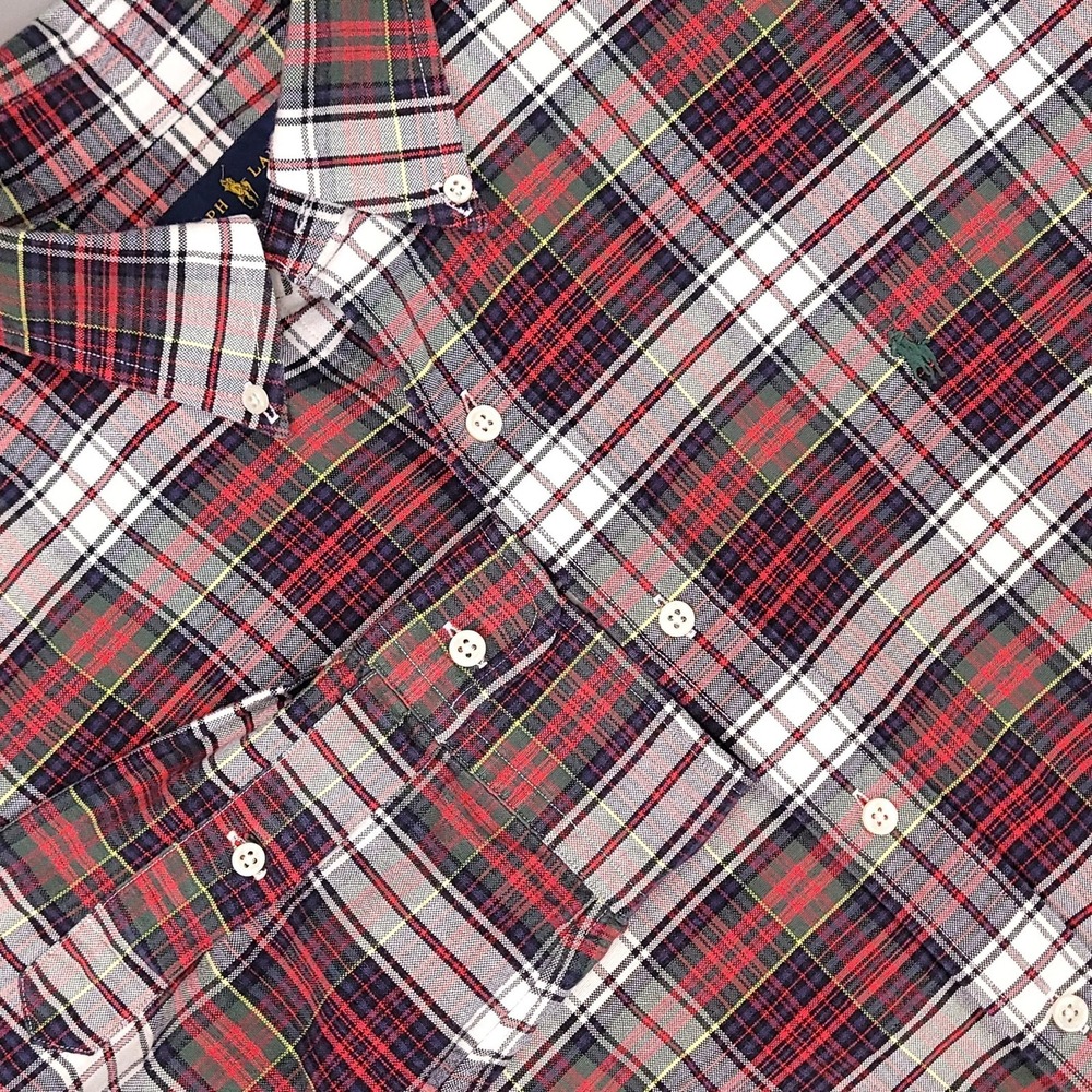 Ralph Lauren Shirt‎ Mens Extra Large Red Green Plaid Classic Fit Button Down